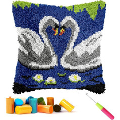 CCWORAN Swan Latch Hook komplekts pieaugušajiem iesācējiem spilvens Dzīvnieku amatniecības komplekti Cover Crochet Pre-printed Canvas Wool Yarn Hobbies DIY Sofa Home Decor Women Gift