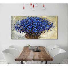 Orlco Art Sienas dekorēšana Hand-Painted Landscape Flower Wall Art Abstract Spatula Gold Tree Blossom Painting On Canvas Family Wall Living Room Art Wall Decoration Stretched 71 x 142 cm