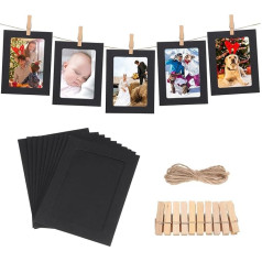 DOITOOL 30 gab. papīra fotorāmīši DIY Picture Frame kartona rāmis ar auklu un klipšiem mājas dekorēšanai (melns, 13,2 x 9,6 cm)