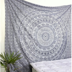 Populāri rokdarbi Sienas piekaramais guļamistabai Hipiju mandala Bohēmijas ziedu indiešu burvība Domāšanas gobelēns Dorm Decor 215x230cm pelēks un sudrabots
