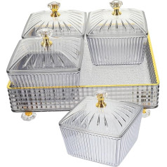 Cabilock Dry Fruit Tray ar vāku Split Snacks Dish Serving Plate Appetizer Plate ar paplāti Party Nuts Plate Food Storage Box Container (Grey)