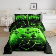 Gaming Down Comforter Set Kids Gamer videospēles Down Comforter zēniem pusaudži Modern Game Controller gultas komplekts elpojošs Green Gamer Console sega ieliktnis / sega komplekts Double