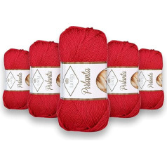 LaVita dzija PIRLANTA, 5 gabali, 100% mikro akrila sporta dzija, 1 bumba 100 g, 225 gabali (0136-Red)