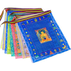 Tibetas budistu lūgšanu karogi (40 iepakojumā) Āra meditācijas karogi Tradicionālie piecu elementu satīna vēja zirgu Lungta lūgšanu karogi 11 x 14 collas
