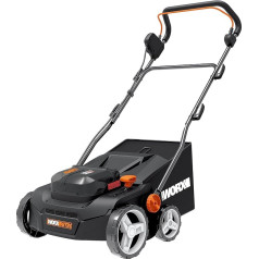 WORX Nitro akumulatora skarifikators un zāliena aerators WG855E.9 - Darbības platums līdz 400 ㎡ - Darba platums 36 cm - Bezsuku motors - Augstuma regulēšana 4 līmeņos - Komplektā ietilpst 40 l zāles maiss - Akumulators un lādētājs nav iekļa