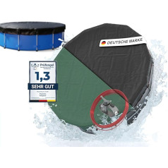 Planenfux® apaļais 400 cm baseina pārsegs (366-400 cm diametra baseiniem) | 2-in-1 apaļais baseina plēves pārklājs, izgatavots no 200 g/m² PE materiāla | Vasaras un ziemas saules baterijām izturīgs UV starojuma pārklājs | 460 cm diametra base