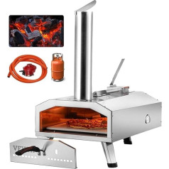 VEVOR Dual Fuel Pizza Oven Āra 12 collu pārnēsājamā picu krāsns ar granulu gāzi darbināmā āra picu krāsns ar sabiezinātu kordierīta picas akmeni, salokāmu kāju kempingam un pagalmam