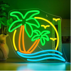 Horseneon Kokosriekstu koks neona zīme Neona zīme ar kokosriekstu palmu Jūras neona LED gaismas zīme USB powered Neon Lights Palmu koks gaismas reklāma guļamistabai Summer Beach Beer Cafe Bistro Club