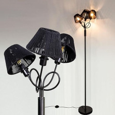 Osasy stāvlampa Vintage koka stāvlampa ar rotangpalmas toņos Boho stila dzīvojamās istabas lampa (bez spuldzes)