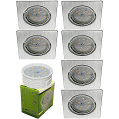 Trango® 6 LED padziļinājumā iebūvējamās gaismas Kanvas ēkas apgaismojums Kvadrātveida ar 6X6 W LED moduli Tikai 3 cm dziļumā TG6729-069SMO Alumīnijs