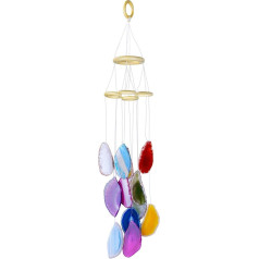 KYEYYGWO Krāsaini agāta diski Geode Wind Chime Sun Catcher Crystal Stone Chime mākslas darbs mājas dārza dekorēšanai 50-60 cm