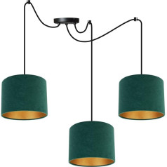 Light-Home Milan Spider Pendant Lamp - Zirnekļa piekaramais gaismeklis - Griestu gaisma - Zirnekļa lampa ar 3 galviņām - Metāla un auduma piekaramais gaismeklis - E27 - Zaļš un zelts