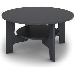 byLIVING Jonny Žurnālgaldiņš / Melamīns Antracīts / ar praktisku plauktu / Koka materiāls Diametrs 80 cm / Augstums 42,5 cm