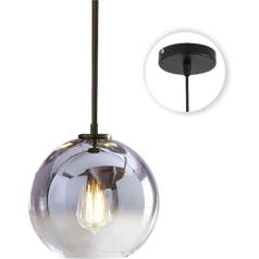 KCO Silver Glass Ball Pendant Light Modern Pendant Light with Adjustable Wire Mid Century Hanging Chandelier Light for Kitchen Island Bedroom Living Room Hallway (Large)