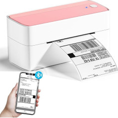 Phomemo Bluetooth uzlīmju printeris, DHL termiskais printeris 4 x 6 uzlīmju drukāšanas ierīce Bluetooth uzlīmju printeris svītrkodu, Amazon, Etsy, Shopify, Royal Mail, DHL, FedEx, UPS Pink