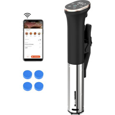 Karinear Sous Vide Garer Stick | Wifi App Control (2.4G WLAN) | 1400W Sous-Vide Stick | 10-90°C, 1-99 min. Taimeris | 360° cirkulācija | Suvide Garer stick ar Souse Vide magnētu