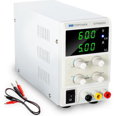 Līdzstrāvas barošanas avots Mainīgs 60V 5A Regulējams regulējams laboratorijas barošanas avots 3 digitālais ar aligatora līnijām DIY elektronikas testēšanai, remontam un pētniecībai