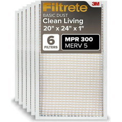 Filtrete BD26-6PK-1E gaisa filtrs, 20 collas x 24 collas x 1 colla, balts