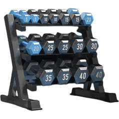Hovoya hanteļu statīvs Svaru kravnesība 500 kg, piemērots hanteļu un kettlebell komplektiem 90 x 50 x 93 cm, 3 plaukti hanteļu uzglabāšanai (hanteles nav iekļautas)