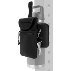 Linkidea Magnētiskais ūdens pudeles maciņš, saderīgs ar YETI Rambler pudeli, Hydro Flask Wide Mouth un lielāko daļu no 18 oz līdz 32 oz pudelēm, magnētiskais ūdens pudeles maiss sporta zālei ar kabatām, melns