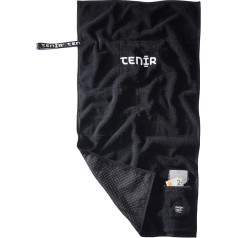 Tenir® Fitnesa dvielis ar silikona mezgliem Neslīdošs 100% kokvilnas sporta dvielis Trenažieru zāles dvielis, ideāli piemērots kultūrismam ar rāvējslēdzēja kabatu 100 x 50 cm, melns