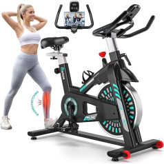 Riksion iekštelpu velosipēds, trenažieris līdz 140 kg, izturīgs rāmis, regulējama pretestība un transportēšanas riteņi, zils/sarkans