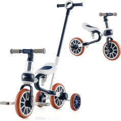 DREAMADE trīsritenis no 2 gadiem, 4-in-1 līdzsvara velosipēds ar regulējamu stumšanas stieni un noņemamu pedāli, bērnu trīsritenis līdzsvara velosipēds līdz 30 kg