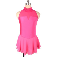 YDHTIZ Vienkārša dāsna ziemas sporta daiļslidošanas kleita Sievietes Rose Red Turtleneck Sleeveless Sieviešu slidošana Dejas kostīms Konkurence Apmācība Atlētiska sieviete