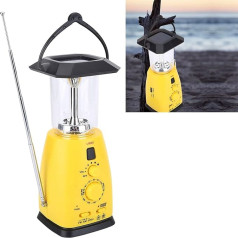Saules kempinga rokas kloķu laterna, LED kempinga lampa ar kloķi Pārnēsājama avārijas gaismas lukturītis ar radio un USB kabeli strāvas padeves pārtraukumiem Pārgājieni Makšķerēšana Avārijas pārtraukumi