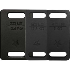 Yes4All Ruck Weight čuguna svara plāksne, ripināšanai, šūpolēm, pietupieniem, spēka treniņiem, fitnesa treniņiem un mājas vingrinājumiem, 3 daļu komplekts - 9 kg + 11,3 kg + 13,6 kg.