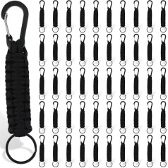 Gisafai 50 gabali Paracord atslēgu piekariņi, 550 izdzīvošanas Paracord atslēgu piekariņi, Paracord aukla āra kempingam, makšķerēšanai, atslēgas, jostas pakaramais, turētājs, pārgājieni, ceļojumi, melns, melns, melns