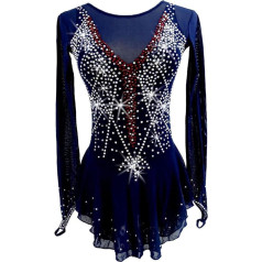 PONNYC Daiļslidošanas konkursa kleita sievietēm ar garām piedurknēm slidošana slidošana svārki bērniem ritmiskā vingrošana Leotards Ziemas sporta apģērbs ar spīdīgu Rhinestones