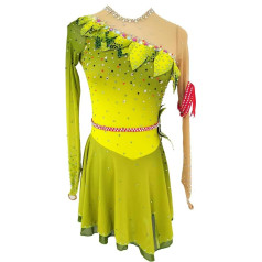 PONNYC Daiļslidošanas kleita meitenēm Gradient skrituļslidošanas sacensību svārki Shiny Crystal Slidošanas kostīms Handmade Ritmic Gymnastics Leotard