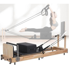 XNYXLPP saliekamā Pilates Reformer mašīna, koka Pilates Reformer ar 7 regulēšanas līmeņiem, augstas stiepes šķiedras aukla