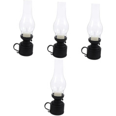 IMIKEYA Pack of 4 Retro petrolejas lampas, vadāmā vētras laterna, Led petrolejas laterna, eļļas degšanas laterna, karājas laterna, āra avārijas apgaismojums, dekoratīvā viesuļvētra lampa, laternas PP