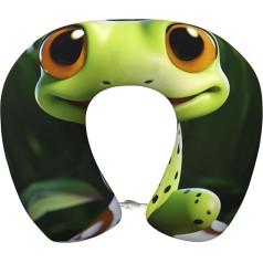Dwrepo Cute frog travel pillow, memory foam, U-veida kakla spilvens ceļošanai, pārnēsājams, galvas un kakla atbalsts, lidmašīnas spilvens, noņemams pārvalks, kakla spilvens, galvas balsts gulēšanai,