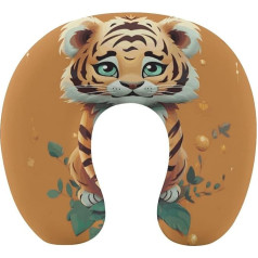 Tīģera gads Funny Tiger Travel Pillow Neck Support Memory Foam U-veida spilvens Soft Comfortable Travel Neck Pillow Sleep Rest Pillow Travel Accessories for Airplane Car Office