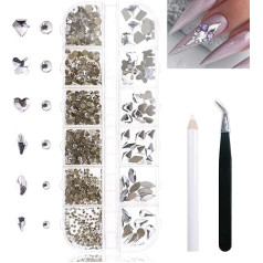 Yatinkim 810 gabali Face Rhinestones for Makeup White Nail Art Gems Crafts Flat Back Crystals Decoration DIY Assorted Shapes Diamonds