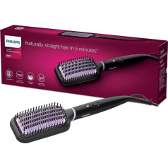 Philips BHH880/00 - Cepillo Plano para alisar con calor, Moldeador de Pelo, cepillo alisador, 170 °C, 200 °C, anilla para colgar, Color Negro, rosa
