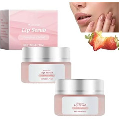 DOPZNJWF Lippenpflege-Peeling mit Erdbeerduft, Lippenpeeling mit Pfirsichduft, Feuchtigkeitscreme für die Lippen über Nacht, pflegt und befeuchtet trockene, rissige Lippen