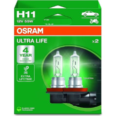 Osram Ultra Life H11 halogēna priekšējo lukturu spuldze, 2 spuldzes, balta krāsā