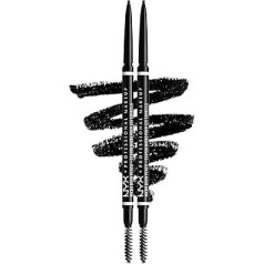 NYX Professional Makeup Micro Brow Pencil Double Pack Double Sided Pack with Retractable Eyebrow Pencil and Brush, Vegan Formula, Shade: Black.