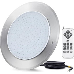 KWODE LED baseina apgaismojums ar nerūsējošā tērauda korpusu, Ultra-Thina 36 W RGB Par56 ar tālvadības pulti un 2 m kabeli, ar sveķiem pildīts baseina apgaismojums, īpaši plakans, 12 V AC/DC