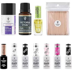Victoria Vynn Pure Creamy Hybrid Manikīra komplekts - Victoria Vynn Baza Pure Creamy Hybrid Base 8 ml, Victoria Vynn Top Pure Creamy Hybrid Top 8 ml, Victoria Vynn Top Gel Polish Mega Top 8 ml un daudz ko citu.