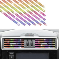 Bling Air Vent Trim, 10 gabali roku darbs Rhinestones Diamond apdares sloksnes visiem taisniem gaisa kondicioniera ligzdām, mirdzošs auto interjera aksesuāri sievietēm un