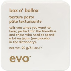 Evo Hair Wax Box O'Bollox Texture Paste, tekstūras pasta elastīgai fiksācijai un matētam efektam, ļoti stipras fiksācijas pomāde visiem matu tipiem, vegāniska, nesatur sulfātus, 90 g