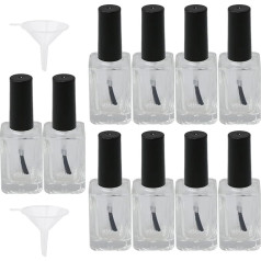 10 tukšas nagu lakas tūbiņas stikla pudeles 76x30mm nagu lakas konteiners 15ml caurspīdīgs un melns