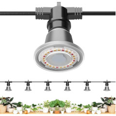 SANSI Augu lampa LED pilna spektra telpaugiem, IP54 ūdensizturīga augu gaismas pasaku gaisma ar 6 gab. E27 12 W spuldzēm siltumnīcai, stādiem, ziediem, dārzeņiem (6,7 metri)