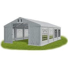 DAS COMPANY Svētku telts 5 x 8 m Ūdensnecaurlaidīga pelēka telts 560 g/m² PVC brezenta Visu gadu Dārza telts Ziemas ISD telts Garāža Ziemas jumta telts Cieta apvalka telts Garāža Ziemas telts Gazebo Pastaigu laukums
