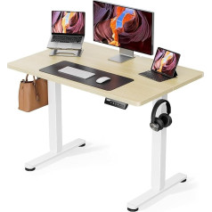 Ergear Augstuma regulējams rakstāmgalds, 100 x 60 cm, rakstāmgalds, regulējams augstums, elektriskais ergonomiskais stāvgalds, datorgalds mājas birojam ar 4 atmiņas kontrolēm (dabīgs)